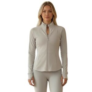 Athleta Salutation Ribbed Jacket II XS Gray Grey Zip-Up Stretch Activewear NWT